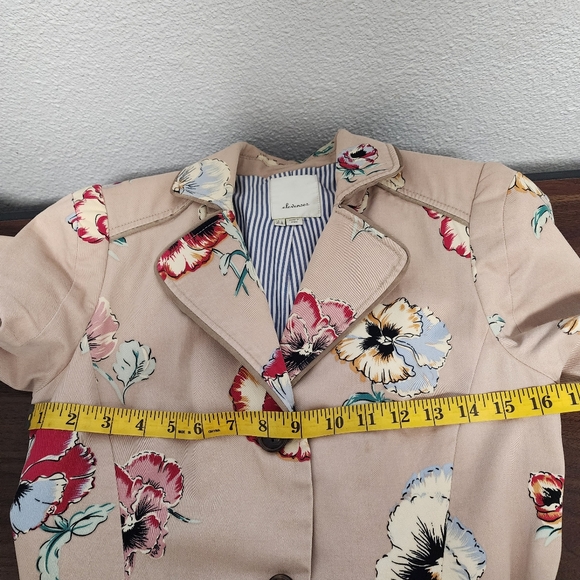 Anthropologie Elevenses Pansy Corset Back Tan Trench Coat - Picture 12 of 14